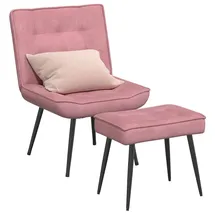 vidaXL Relaxsessel mit Hocker Rosa Samt 72 x 71 x 70 cm Rosa