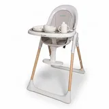 Karybee Baby Hochstuhl klappbar mit Holzbeinen & Silikon-Tablett + Fütterset – Kinderhochstuhl mit Fußstütze, BPA-freies Silikon, ab 6–36 Monate (bis 15 kg), platzsparend