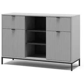 Vicco Kommode Eliza, Grau, 120 x 81.2 cm mit 2 Schubladen und 2 Türen