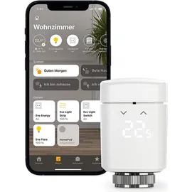Eve Thermo - Smartes Heizkrperthermostat mit LED-Display, automatischer Temperatursteuerung, keine Bridge erforderlich, Bluetooth/Thread, Apple Hom... - Weiß