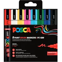 Posca Marker Brush Pen Set 8 St. mehrfarbig
