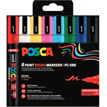 Posca Marker Brush Pen Set 8 St. mehrfarbig