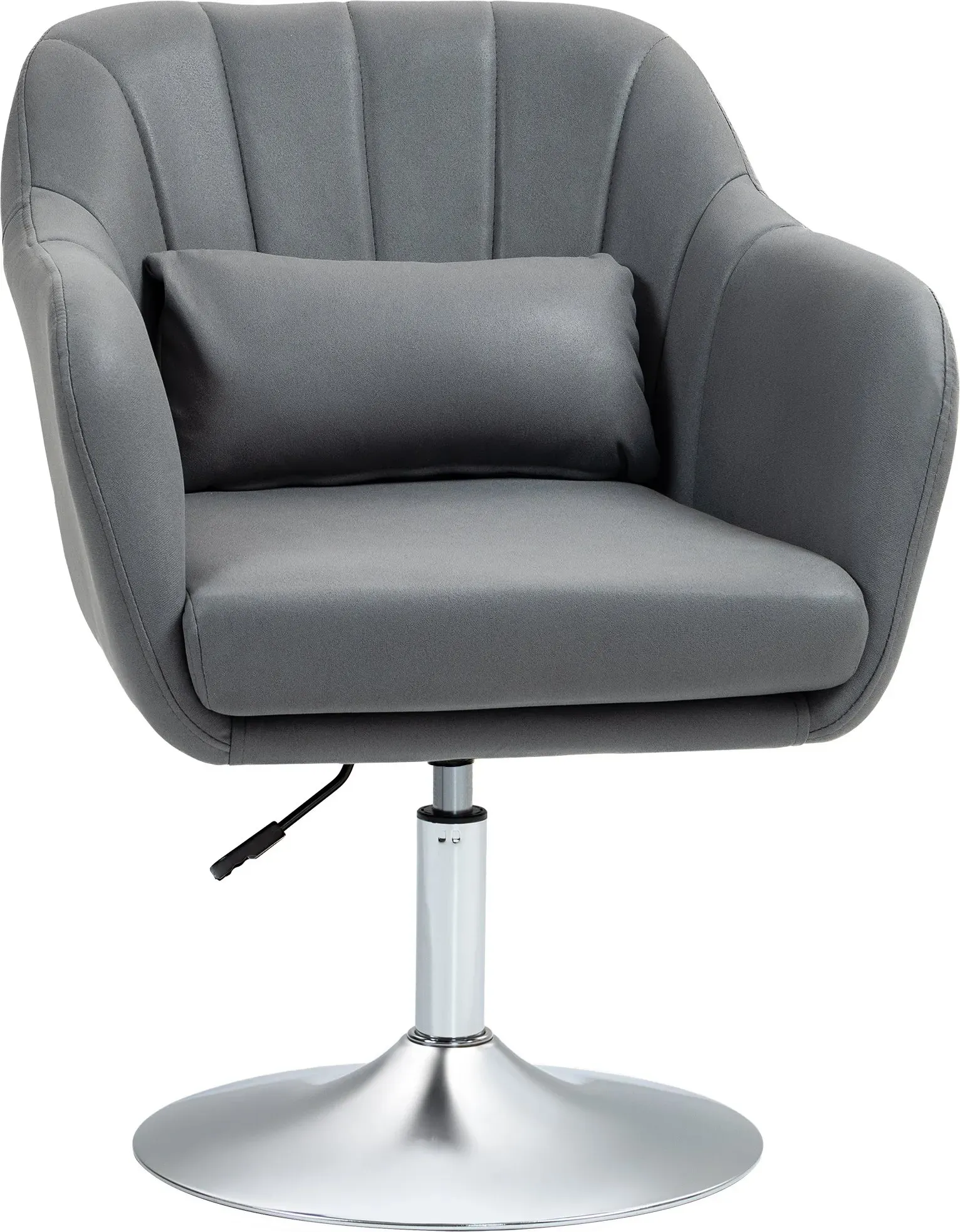 HOMCOM Sessel Loungesessel mit Armlehne, Lendenkissen, Gepolstert Relaxsessel mit Metallrahmen, Mikrotuch, Höhenverstellbar Drehstuhl für Schlafzimmer, Wohnzimmer, Dunkelgrau   Aosom