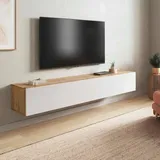 Dmora Vincennes TV-Lowboard 180x34,5x28 cm Weiß/Eiche Holz