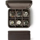 TAWBURY Leder-Uhrenbox mit 6 Fächern – Elegante und sichere Aufbewahrung für Ihre Uhren (Braun)