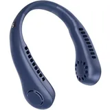 Wiederaufladbarer Nackenventilator Für Damen Und Herren, Tragbar, Freihändig, Ohne Rotorblätter, Mit Led-anzeige, 5 Geschwindigkeitsstufen, Für Reisen, Wandern, Sport Und Kochen, Blau