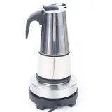 Fyssnn 200 ml/300 ml 220V Elektrisch Kaffeekanne Espressokocher Edelstahl Mokkakocher Kaffeebereiter Mit Elektroherd Geeignet für Zuhause oder ein Café usw (300 ml)