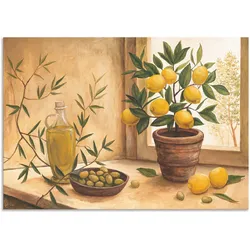 Wandbild ARTLAND "Oliven und Zitronen", bunt (farbe bild(er): naturfarben), B:100cm H:70cm, Bilder, als Alubild, Outdoorbild, Leinwandbild, Poster, Wandaufkleber