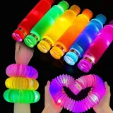 Knicklicht Pop Tubes,12PCS Leuchtstäbe,LED Leuchtspielzeug,LED Stretchrohr,Party Supplies Leuchtstäbe,Partyzubehör im Dunkeln Röhrchen,Geburtstagsparty Dekoration Set, Leuchtende Armbänder(20cm)