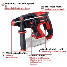 Einhell TP-HD 18/22 D Li BL - Solo SDS-Plus Akku-Bohrhammer ohne Akku + Transportkoffer