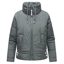 Navahoo leichte Damen Steppjacke kurze Übergangsjacke oversized mit Fledermausärmeln Luftzauber 14 Stormy Blue Gr. S - S