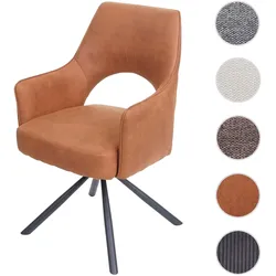 Esszimmerstuhl HWC-K30, K√ochenstuhl Lehnstuhl, drehbar Auto-Position, Stoff/Textil MVG ~ Wildleder-Optik braun