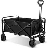 Jayseuw Bollerwagen faltbar offroad schwarz, Faltbollerwagen belastbar bis 80 kg, Klappbollerwagen für Strand, Garten, Einkäufe - Schwarz