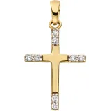 Kreuzanhänger JOBO "Anhänger Kreuz Goldkreuz 17 mm", gelbgold 333, weiß, Schmuckanhänger, Damen, Gelbgold 333, 8 Karat 333 Gold mit 8 Zirkonia
