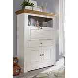 Sekretär Schrank 111x152cm  Kiefer weiß eichefarbig Kiefer massiv NEU OVP!!!!