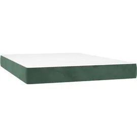 vidaXL Boxspringbett mit Matratze Dunkelgrün 140x200 cm Samt