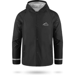normani Regenjacke Kinder Regenjacke Teelin Kids Regenmantel mit Kapuze und Reflektoren für Jungen und Mädchen – Wassersäule: 5000 mm schwarz M