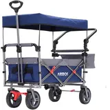 Arebos Bollerwagen 423392, faltbar, 100kg Traglast, 123x56x103cm (L/B/H), blau/grau