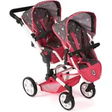 Bayer Chic 2000 - Puppenwagen Linus Duo, Zwillingspuppenwagen für Kinder von 4 bis 8 Jahren, Butterfly, Koralle, 690-47, Konfetti Pink