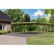 Karibu Classic Doppel 3 Set 5,4 x 7,78 m kdi inkl. 1 Einfahrtsbogen und PVC-Dachplatten
