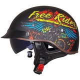 Smilfree Motorradhelm Halbschalenhelm mit ECE-Zertifizierung Rollerhelm Cruiser Chopper Skateboardhelm Antikollisionshelm Motorradhalbhelm mit Visier für Damen und Herren Erwachsene