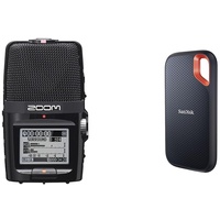 Zoom H2N Handy Recorder & SanDisk Extreme Portable SSD 1 TB (tragbare NVMe SSD, USB-C, bis zu 1.050 MB/s Lesegeschwindigkeit und 1.000 MB/s Schreibgeschwindigkeit, Wasser- und staubbeständig) Schwarz