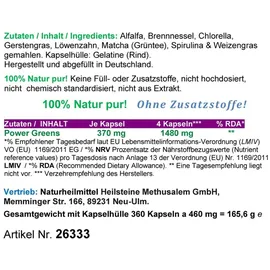 VitalLife Green Power Greens Top8 Chlorophyll Supergreens Kapseln 360 St.