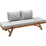 Dehner Gartenmöbel Sofa Macao, inkl. Polster, ca. 196 x 75 x 70 cm, FSC®-zertifiziertes Akazienholz/Polyester, geölt, braun/grau