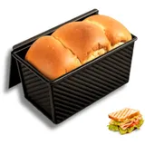 OlBuWa Brotbackform mit Deckel, Toastbrot Backform mit Deckel, Antihaft Brotform Kastenform mit Belüftungslöchern Brot Toastform, Toastbrotform zum Backen von Brot, Gebäck und Kuchen(Schwarz)