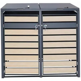 Mendler Mülltonnenverkleidung HWC-J81 50 kg braun