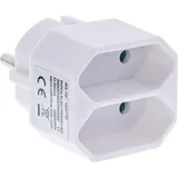 InLine Steckdosenadapter, Schutzkontakt Stecker an 2x Eurobuchse, weiß