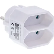 InLine Steckdosenadapter, Schutzkontakt Stecker an 2x Eurobuchse, weiß