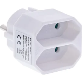 InLine Steckdosenadapter, Schutzkontakt Stecker an 2x Eurobuchse, weiß