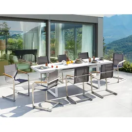 Beliani Gartenmöbel-Set, Weiß, Grau, Silber, Metall, Gartenmöbel, Gartenmöbel-Sets