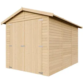 TIMBELA Holzgarage M105 2,22 x 3,20 m Naturholz inkl. Fenster