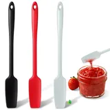 3 Stück Silikon Spatel Hitzebeständig Silikon Glasspatel 300°C Silikon Spatel Krug Küchenspatel Jar Spatula with Long Handle Flexibel Gummispachtel Küchenhelfer für Ihr Zuhause für Gläser Backen