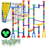 Vevor Murmelbahn-Set 150-teiliges Murmellabyrinth-Baustein-Denkspiel, mit 10 im Dunkeln leuchtenden Murmeln + 40 Glasmurmeln, pädagogisches Lernrennbahn-mint-spielzeug, für Kinder ab 3 Jahren