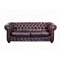Chesterfield Ledersofa 3-Sitzer - Büffelleder - Rotbraun - BRENTON