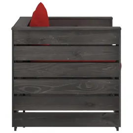 vidaXL 2-tlg. Garten-Lounge-Set mit Kissen grau/rot