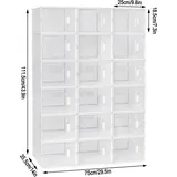 Schuhboxen - Stapelbare Schuhaufbewahrung - 18 Stück, Faltbar, Modular, Kunststoff, 25 x 18,5 x 35,5 cm - Weiß