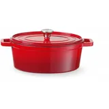 HENDI Emaillierter Gusseisentopf, Rot, 365x290x(H)115mm,