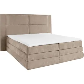Collection AB Boxspringbett COLLECTION AB "Copenhagen", braun (mittelbraun), B:231cm L:215cm, Holzwerkstoff, Spanplatte, Komplettbetten, Boxspringbett, inklusive Bettkasten, Topper, wahlweise mit LED-Beleuchtung