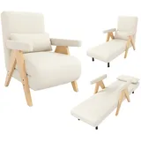 UmbauSessel Schlaffunktion 3in1 Klappsessel Relaxsessel 87x64x60 mit verstellbarer Rückenlehne und Komfortpolsterung – Beige