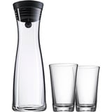 WMF Wasserkaraffe Set 3-teilig, Karaffe mit 2 Wassergläser 250ml, Glaskaraffe mit Deckel, Silikondeckel, CloseUp-Verschluss