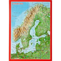 Georelief Reliefpostkarte Skandinavien - bunt