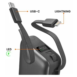 Akashi 10000mAh 22.5W USB-C/Lightning/USB-C, Dunkelgrau - Dunkelgrau