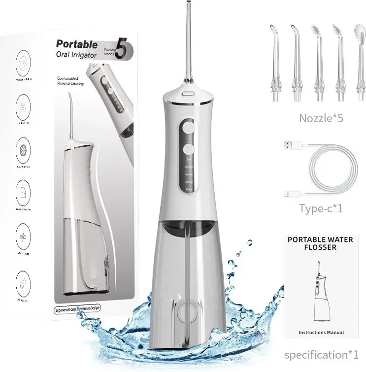 Rushi R-A31 elektrische Munddusche, 350 ml Wassertank, 1500 mAh Akku, weiß