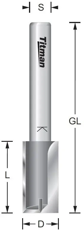 Nutfräser mit Schaft 8mm, D=2,5mm, L=8mm, GL=40mm