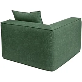 Mendler L-Sofa HWC-O54, Lounge-Couch mit Ottomane, erweiterbar modular rechts/links, Stoff/Textil 63x270x190cm ~ grün