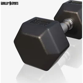 Gorilla Sports Hexagon Kurzhantel Gummi 10 kg schwarz